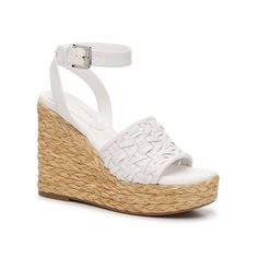 Marc Fisher-Gladi Wedge Sandal Strap into the Gladi sandals from Marc Fisher. The intricate openweave upper and bold wedge heel will elevate casual warm weather looks, or put the perfect finishing touch on more formal ensembles. Birkenstock Styles, Marc Fisher, Active Wear Outfits, Athletic Sneakers, Sneaker Brands, Wedge Heels, Socks Women, Wedge Sandals, Warm Weather