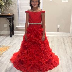 Like New Condition Size 10 Red Pageant Dress, Ashley Lauren, Pageant Dress, Kids' Dresses, Colorful Dresses, Like New, Size 10, Formal Dresses, Red