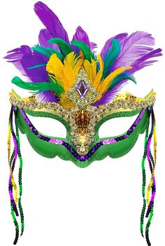 PRICES MAY VARY. 【Carnival Decorations】Mardi Gras Mask with classic colors Feathers is made of soft fabric, which are lightweight and comfortable, skin-friendly and reusable. That will bring you the happiness of Mardi Gras easily. 【One Size Fits Most】Our masquerade masks is 22 x 15 inches. And the ribbon has enough length, suitable for most women's face circumferences, will cause any discomfort. 【Wide Applications】This masquerade masks are designed with vibrant colors, suitable for prom, costume Marti Gras Costumes, Multicolor Party Supplies For Carnival Costume Party, Multicolor Carnival Party Supplies, Multicolor Carnival Party Supplies Gift, Mask With Feathers, Masquerade Halloween Party, Mascaras Halloween, Sequin Mask, Venetian Masquerade Masks