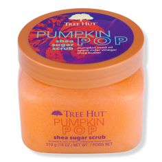 Pumpkin Pop Sugar Scrub - SHEA SUGAR SCRUB PUMPKIN POPBenefitsScent: a jammin twist on the traditional scent of the season, featuring Pumpkin Cider, Apple, and a note of SandalwoodThis sugar scrub features a luxurious, gently exfoliating formula that hydrates without stripping moisture and is perfect to use as a prep for shavingIt provides nourishing ingredients and moisturization to leave skin feeling soft and smoothVegan, paraben-free, sulfate-free, alcohol-free, no formaldehyde donors, and lo Tree Hut Body Scrub Pumpkin, Pumpkin Cider, Pop Sugar, Boo Baskets, Natural Makeup Remover, Bath And Body Shop, Boo Basket, Pumpkin Seed Oil