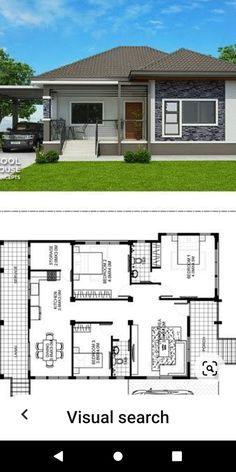 the floor plan for a small house with three bedroom and two bathrooms in each room