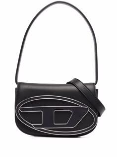 black leather logo plaque foldover top with magnetic fastening partitioned compartment single rounded top handle Diesel 1dr, Diesel Bag, Structured Bag, Girly Bags, Fancy Bags, Pretty Bags, Kate Spade Purse, Van Cleef Arpels, Cute Bags