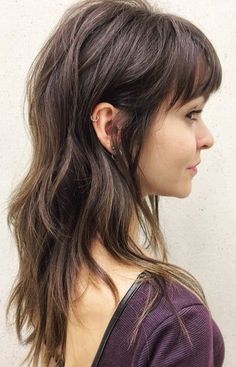 Layered Haircuts With Bangs, Haircut Wavy, Bangs Straight, Bangs Long, Long Wolfcut Haircut, Bangs With Medium Hair, Bangs Curly