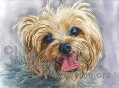 a painting of a dog with its tongue out