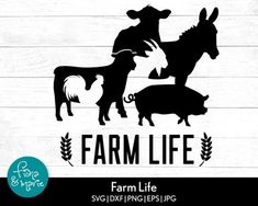 farm life svg files for cutting and cricting with the silhouettes of animals