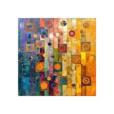 an abstract painting with many different colors and shapes