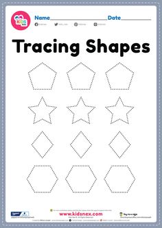 the worksheet for traceing shapes is shown in black and white, with an arrow