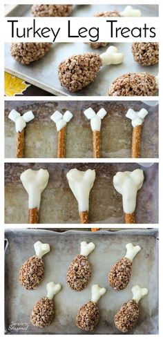 four pictures showing different types of turkey leg treats