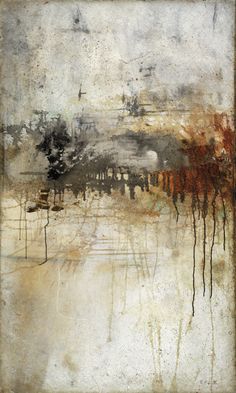 an abstract painting with brown and white colors