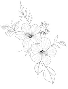 Pretty Hibiscus Tattoo, Hawaiian Flower Tattoos, Flower Tattoo Stencils, Hibiscus Flower Tattoos, Flores Tattoo, Hibiscus Tattoo, الفن الرقمي, Vine Tattoos, Floral Tattoo Design