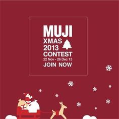 a poster for the muji xmas contest with santa and his sleigh