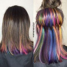 Rainbow Hair Highlights, Medium Aesthetic, Aesthetic Honey, Balayage Ideas, Inspo Hair