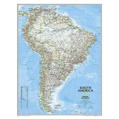 a map of south america with all the roads and major cities on it's side