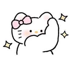 an image of a hello kitty with stars on it's head and eyes closed