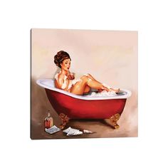 a painting of a woman sitting in a bathtub