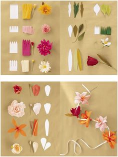 paper flowers are arranged on top of each other