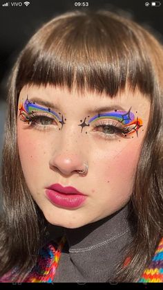 Hippie Makeup, Artsy Makeup, Cute Eye Makeup, Face Art Makeup