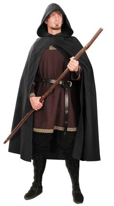 Long Hooded Cloak, Witch Cloak, Cloak With Hood, Medieval Cloak, Medieval Cosplay, Hooded Cape, Festival Costumes, Hooded Cloak, Adult Costumes