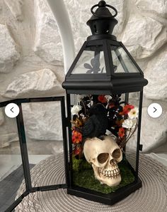 there is a fake skull in the lantern