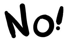 the word no is written in black on a white background