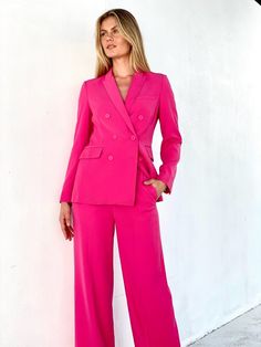 Size 8-16 au Description Elevate your wardrobe with our stunning rose Pink Blazer and Suit Pants 2 piece set! The vibrant rose pink color adds a bold touch to your professional attire, while the two piece set provides versatility for all occasions. Stand out and make a statement with this must-have addition to your wardrobe. pants have a nice stretch band on the back of pants Tailored Chic Pink Sets, Pink Office Sets For Spring, Pink Spring Workwear Sets, Chic Pink Workwear Sets, Chic Pink Sets For Workwear, Chic Pink Sets For Work, Pink Notch Lapel Sets For Spring, Chic Pink Set With Notch Lapel, Chic Pink Notch Lapel Sets