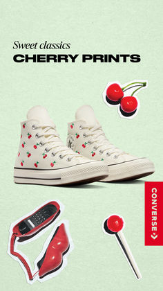 🍒 Cherry-picked the perfect spring Chucks for you—playful, sweet, bright, and trending. Shop fresh arrivals now, online & in-store. Cute Converse Shoes, Cute Converse, Preppy Shoes, Personalized Shoes, Aesthetic Fits, Cute Nike Shoes, Cute Nikes, Shoe Inspo