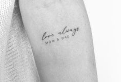 a woman's arm with the words love always tattooed on her left side forearm