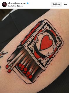 Matchbook Tattoo Design, Traditional Rain Tattoo, Traditional Tattoos For Couples, Traditional Typewriter Tattoo, Patrick Nagel Tattoo, The Gambler Tattoo, Tattoo Gap Filler Ideas American Traditional, Traditional Matchbox Tattoo, American Traditional Matchbox Tattoo