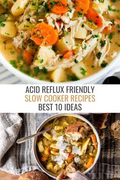 Acid Reflux Friendly Slow Cooker Recipes Low Acidic Recipes, Low Acid Soup Recipes, Anti Acid Reflux Recipes, Acid Reflux Meals, Acid Reflux Dinner Recipes, Acid Reflux Soup Recipes, Gerd Friendly Crockpot Recipes, Gerd Diet Recipes Meals, Meals For Acid Reflux Recipes