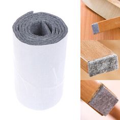 there is a roll of felt on the floor and next to it are pictures of different materials