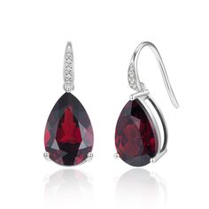 14K Solid Gold or Sterling Silver 2 Pieces 8 x 12 mm Garnet｜Red｜Pear｜Eye-Clean Garnet CTW: 7.20 Measurements: 3/4 " length｜1/2 " width Red Pear, Garnet Red, Diamond Drops, Diamond Drop Earrings, Red Garnet, Pear Shaped, Sterling Silver Earrings, Garnet, Solid Gold