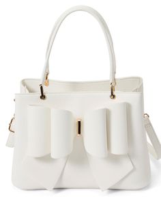 in stock Elegant White Satchel For Party, Luxury Formal Shoulder Bag With Bow, Elegant Formal Shoulder Bag With Bow, Spring Rectangular Bags With Bow, White Party Bags With Gold-tone Hardware, Chic Formal Shoulder Bag With Bow, Spring Formal Bags With Double Handle, White Everyday Bags With Bow Detail, Formal Tote Satchel For Spring