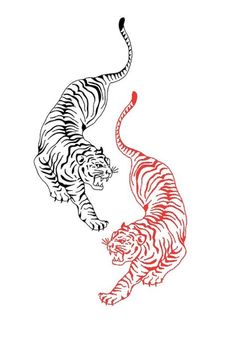 Tiger On Back Tattoo For Women, Wrap Around Tiger Tattoo, Spine Tattoos Tiger, Tiger And Cheetah Tattoo, Ying Yang Tiger Tattoo, Tiger Tattoo Calf, Three Tigers Tattoo, Tiger Red Tattoo, Tiger Spine Tattoo Women