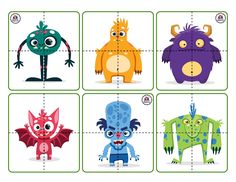 four different monsters are shown in the same square