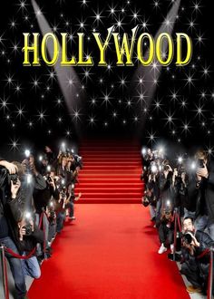 the hollywood red carpet is lined up with photographers taking pictures on their cell phones while they are surrounded by stars