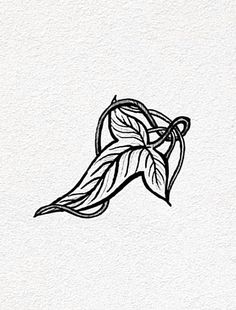 a black and white drawing of a leaf