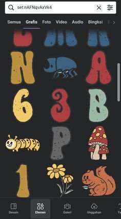 an iphone screen showing the font and numbers for different types of animals, birds, and insects