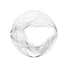 an abstract drawing of a ball on a white background with the shape of a circle