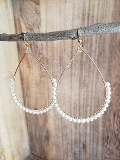 Wedding Earrings Simple, Simple Wedding Earrings, French Wire Earrings, Pearl Love, Types Of Earrings, Wedding Wraps, Rustic Boho, Gold Alloys