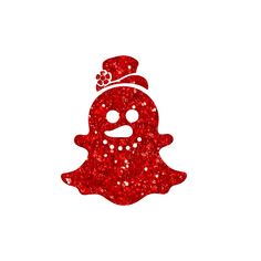 a red glittered snap icon with a skull on it's head and a bow in its hair