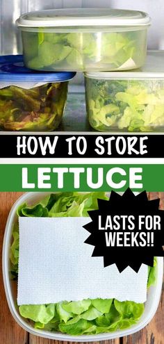 lettuce in a bowl with the words how to store lettuce last for weeks