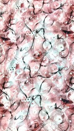 an abstract painting with lots of bubbles and dots on it's surface, in pink tones