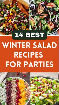 14 Winter Salad Recipes - Grill Cuisines Best Party Salad Recipes, Salad For A Party Easy Recipes, Fancy Winter Salad, Winter Coleslaw Recipe, Winter Salad For A Crowd, December Salad Recipes, Winter Tossed Salad Recipes, Healthy Christmas Potluck Ideas, Large Salad For Party