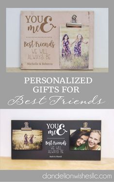 personalized gifts for best friends are displayed on a shelf with the words, you're