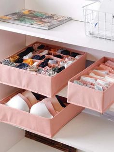 the drawers are organized and ready to be used for storing clothes, shoes or other items