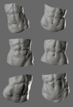 six different angles of a man's torso