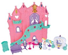 the princess's castle playset is pink and has lots of accessories to play with