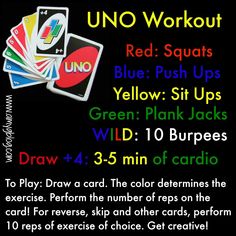 the instructions for how to use uno workout cards