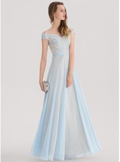 A-Line Scoop Neck Floor-Length Chiffon Prom Dresses With Lace Beading Sequins (018175912) - JJ's House Dresses Long Elegant, Prom Dresses Long Black, Prom Dresses Off The Shoulder, Dresses With Beading, Chiffon Prom Dresses, Lace Prom Dresses, Banquet Dresses, Blue Prom Dress, Best Prom Dresses