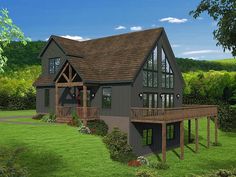 this is an artist's rendering of a house in the country side with porches